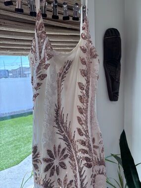Hello Molly Cream Sequin Midi Dress